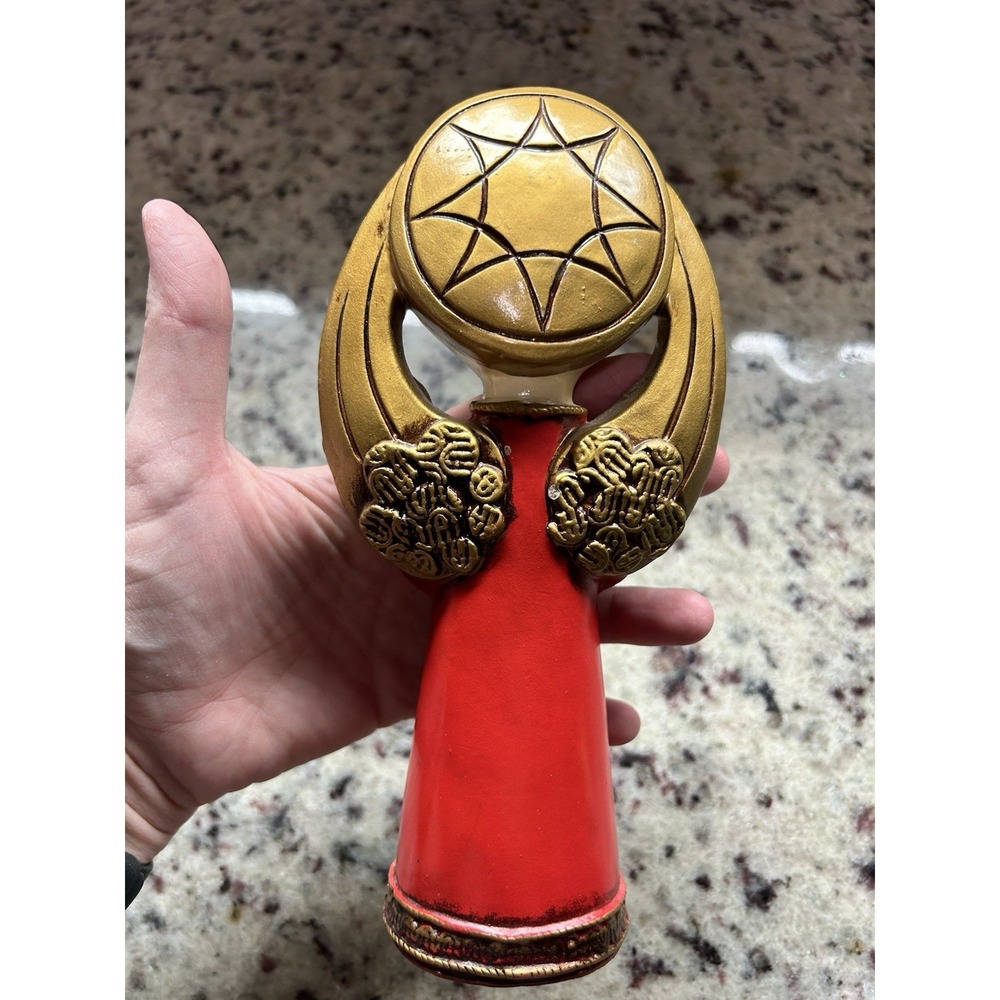 Vtg 1960s Ardco Paper Mache Red Angel Figurine Gemstones 8" MCM Made in Japan - Picture 4 of 5